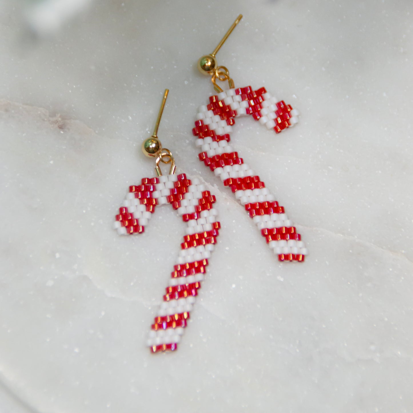 Candy Cane Christmas beaded Earrings