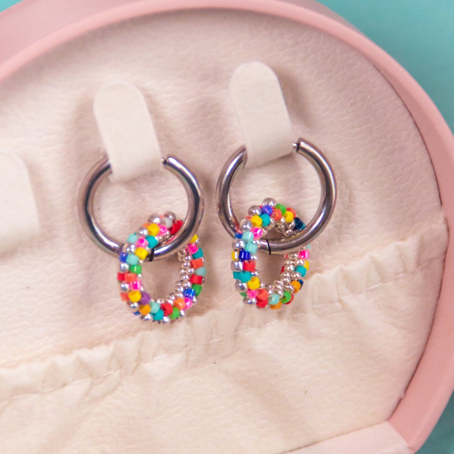 Confetti Rings beaded Hoops