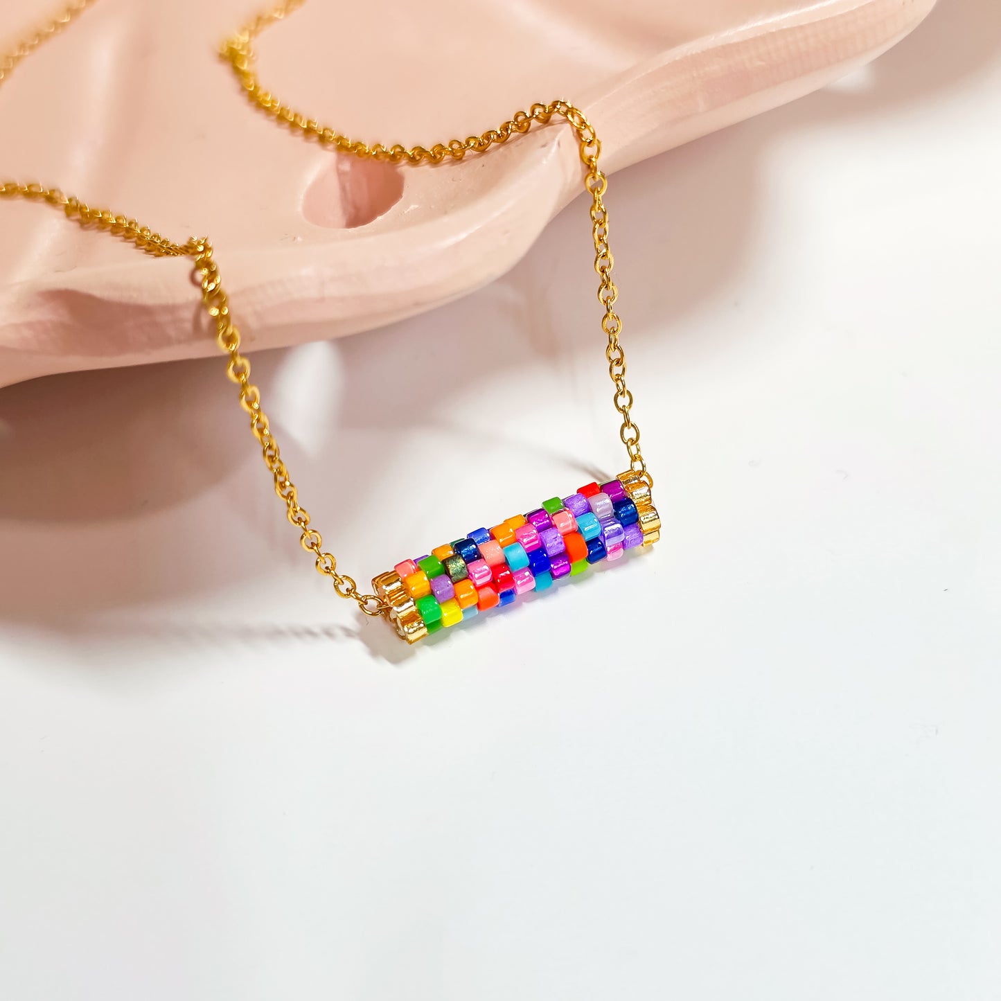 Minimalist Cylinder beaded Necklace