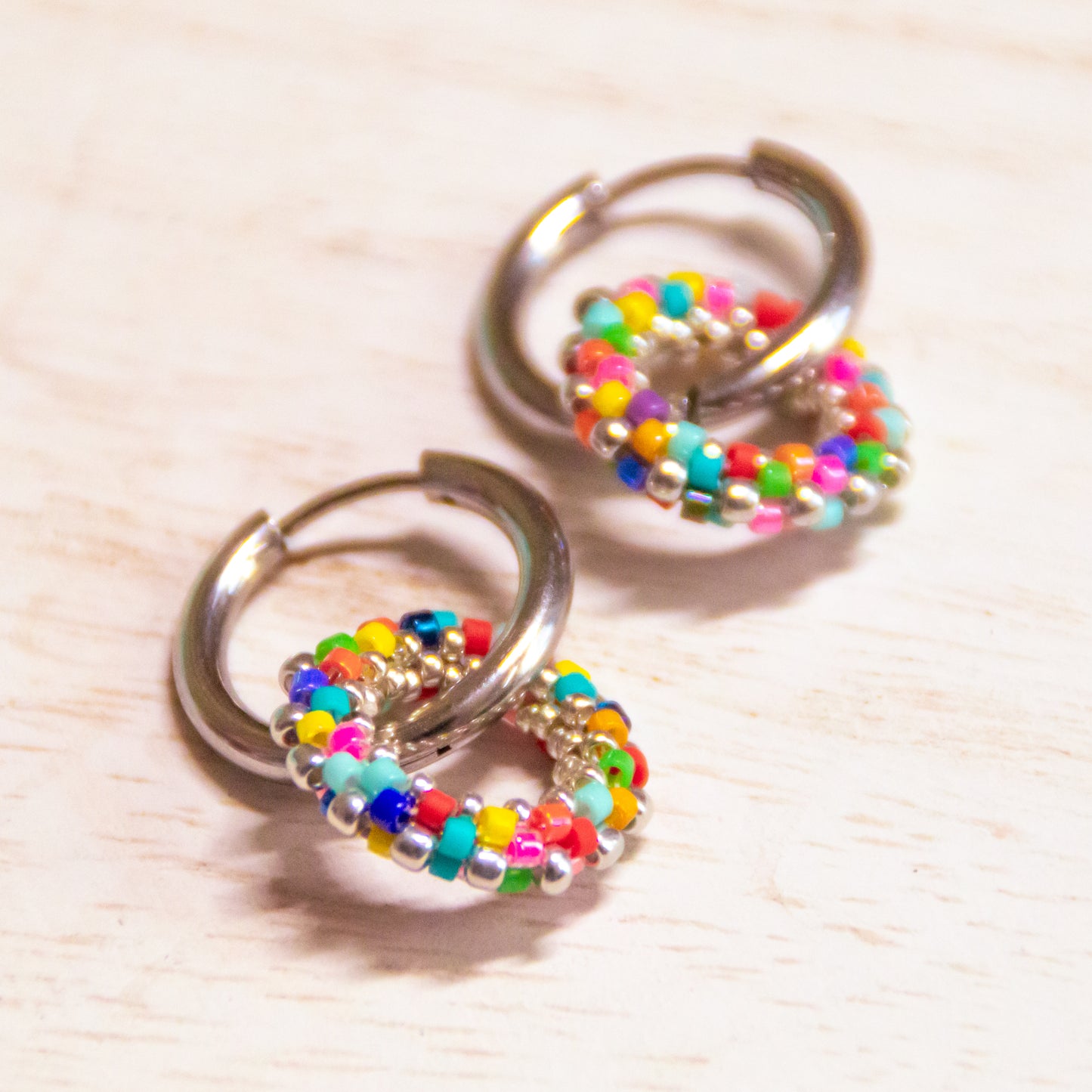 Confetti Rings beaded Hoops