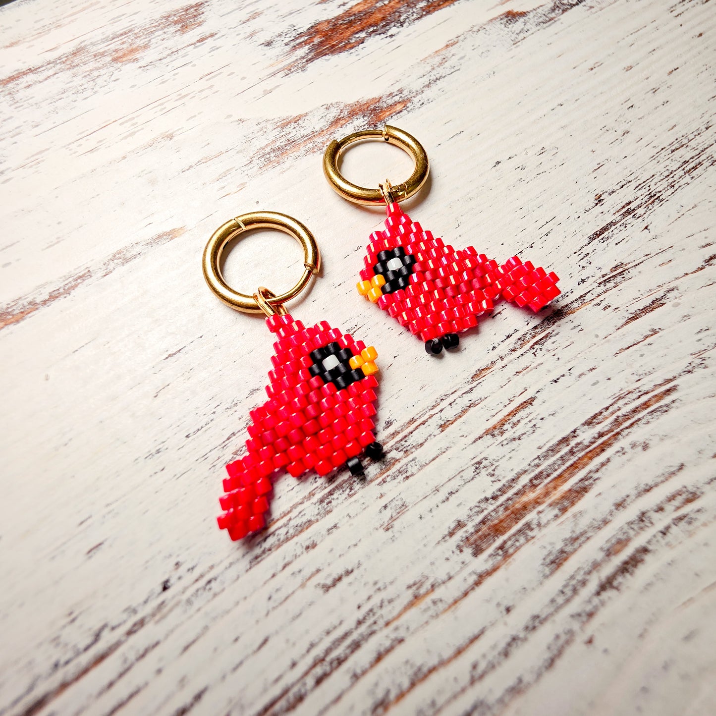 Cardinal Bird beaded Earrings