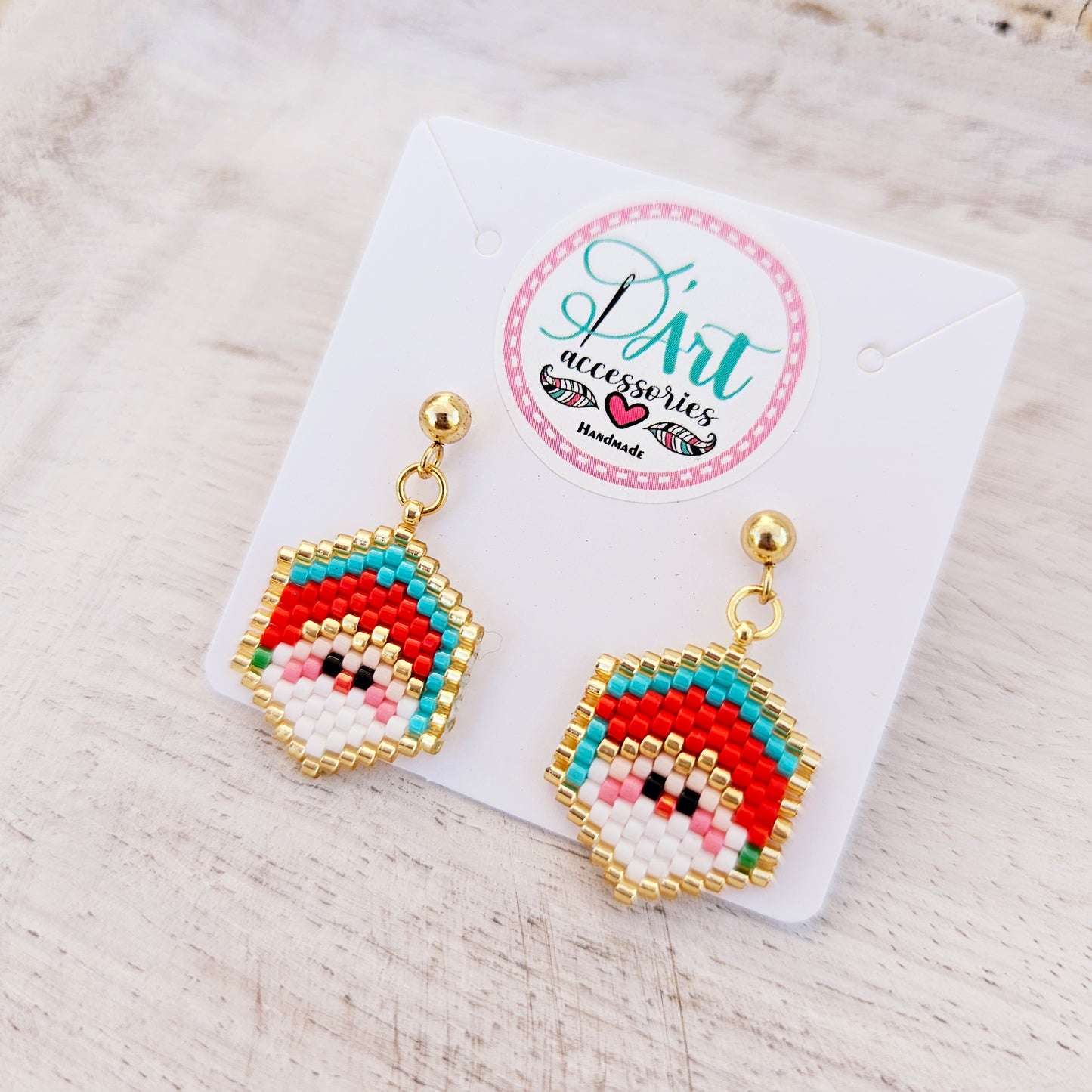 Little Santa Claus beaded earrings