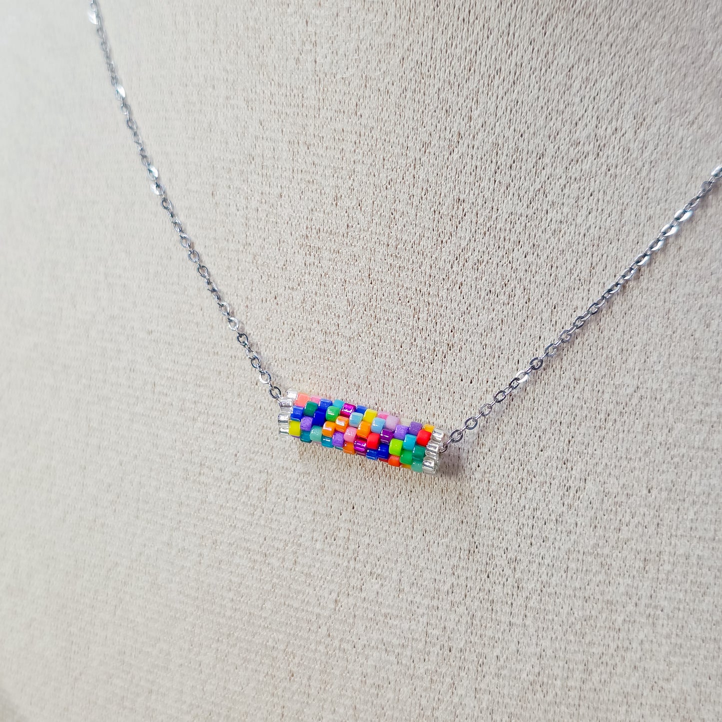 Minimalist Cylinder beaded Necklace