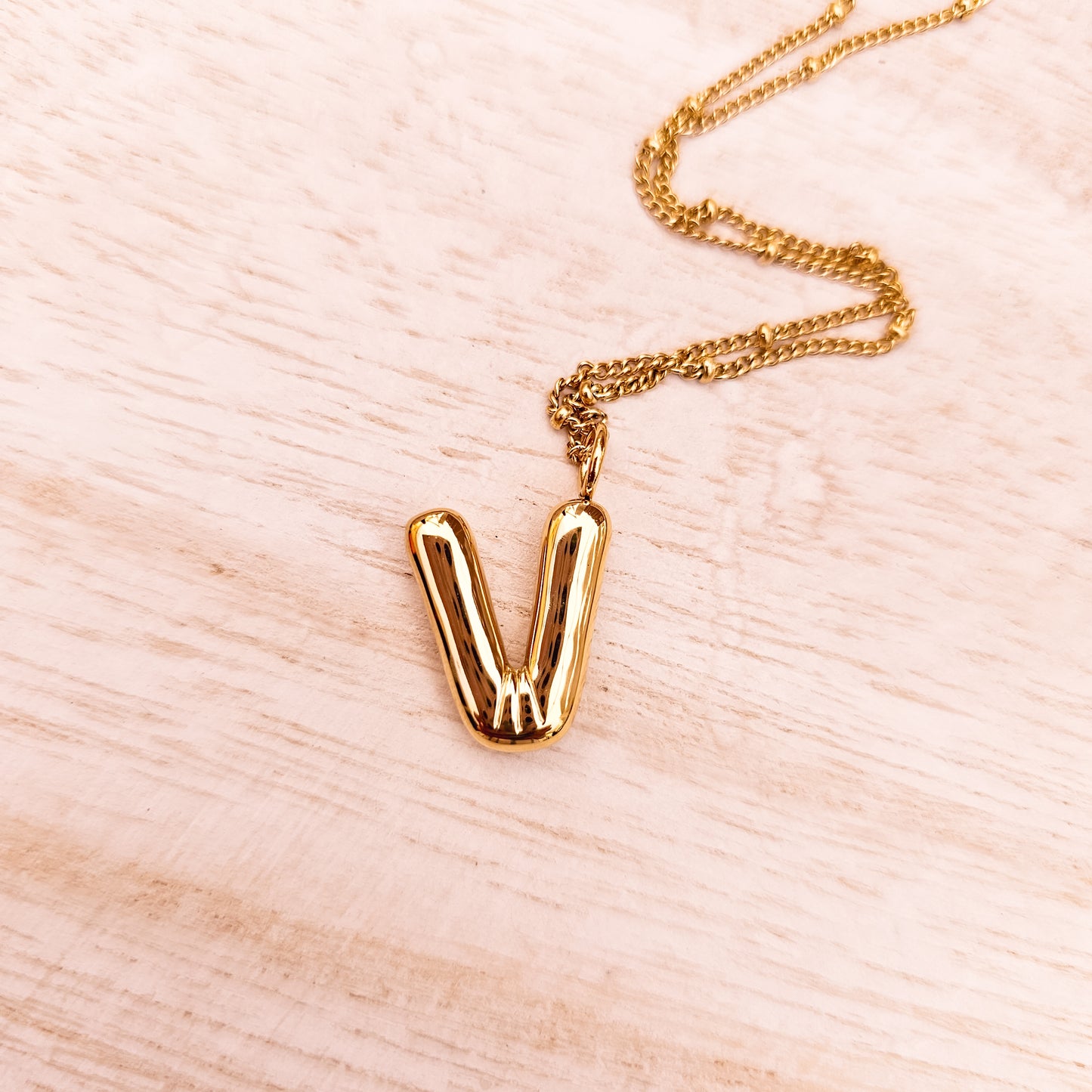 Bubble initial necklace