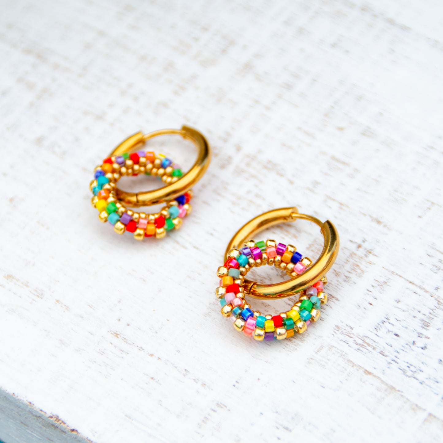 Confetti Rings beaded Hoops