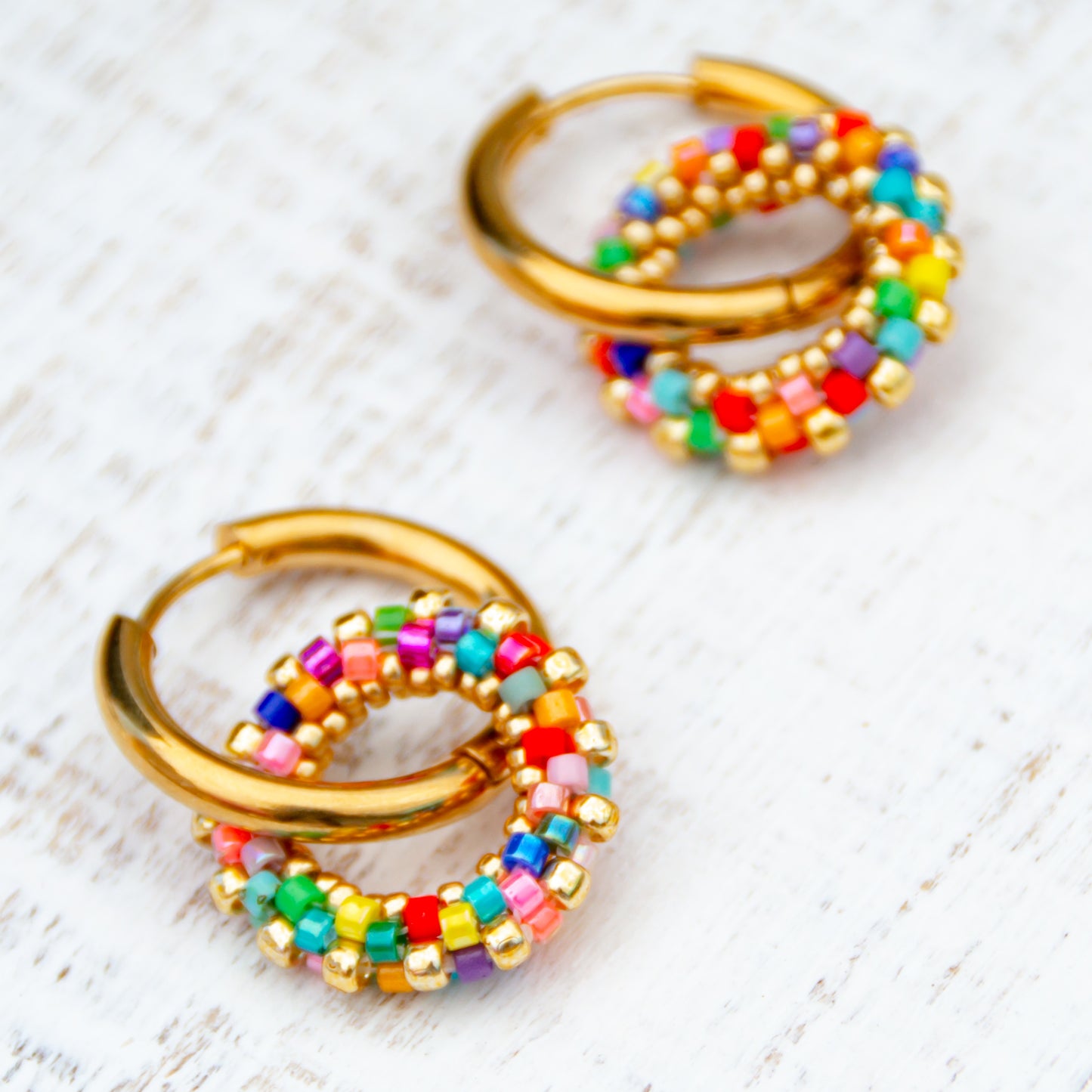Confetti Rings beaded Hoops