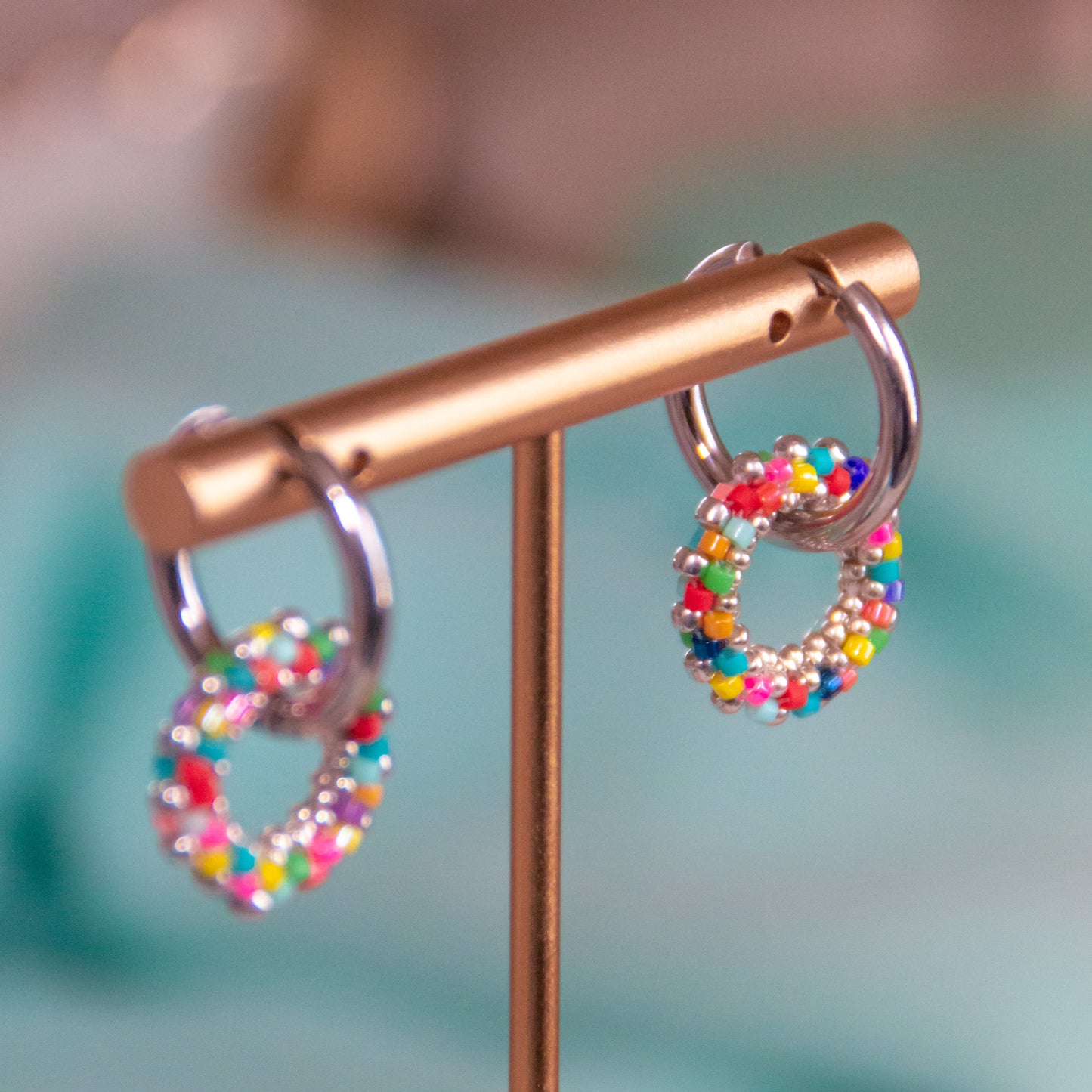 Confetti Rings beaded Hoops