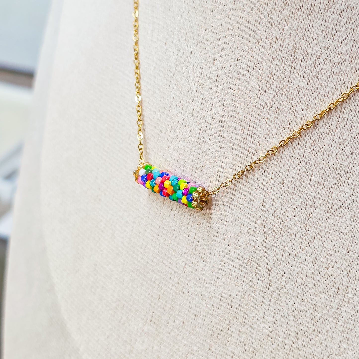 Minimalist Cylinder beaded Necklace
