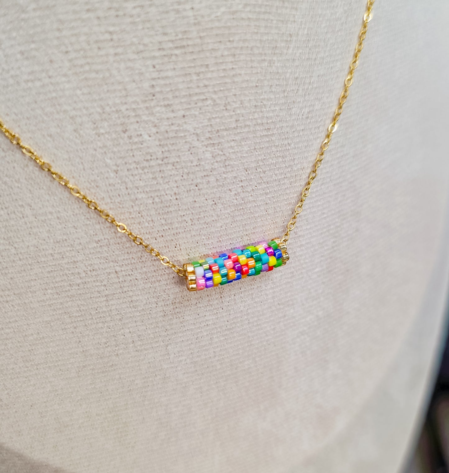 Minimalist Cylinder beaded Necklace