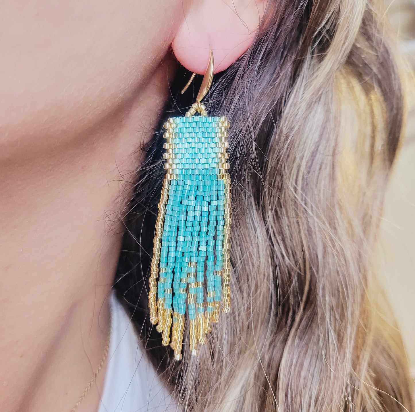 Iridescent Waves Fringe earrings