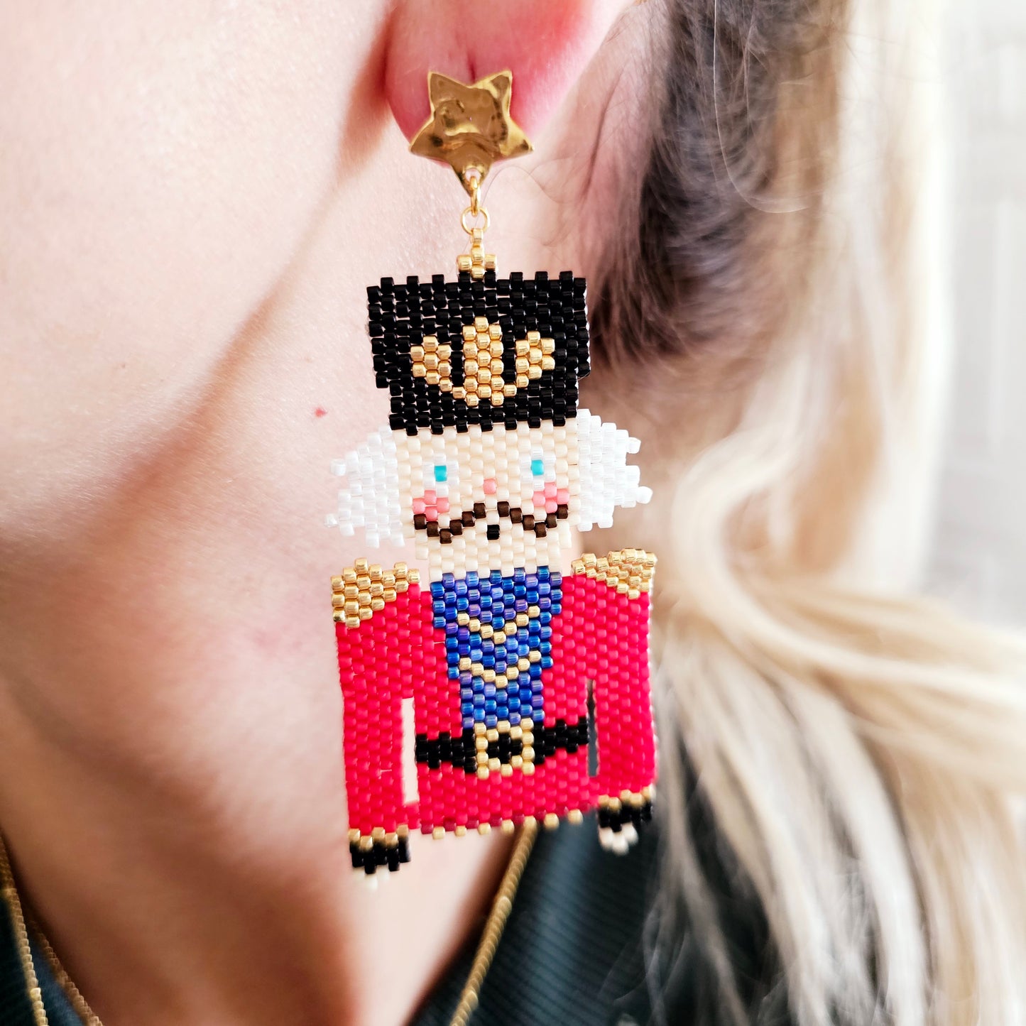 Christmas Nutcracker beaded earrings