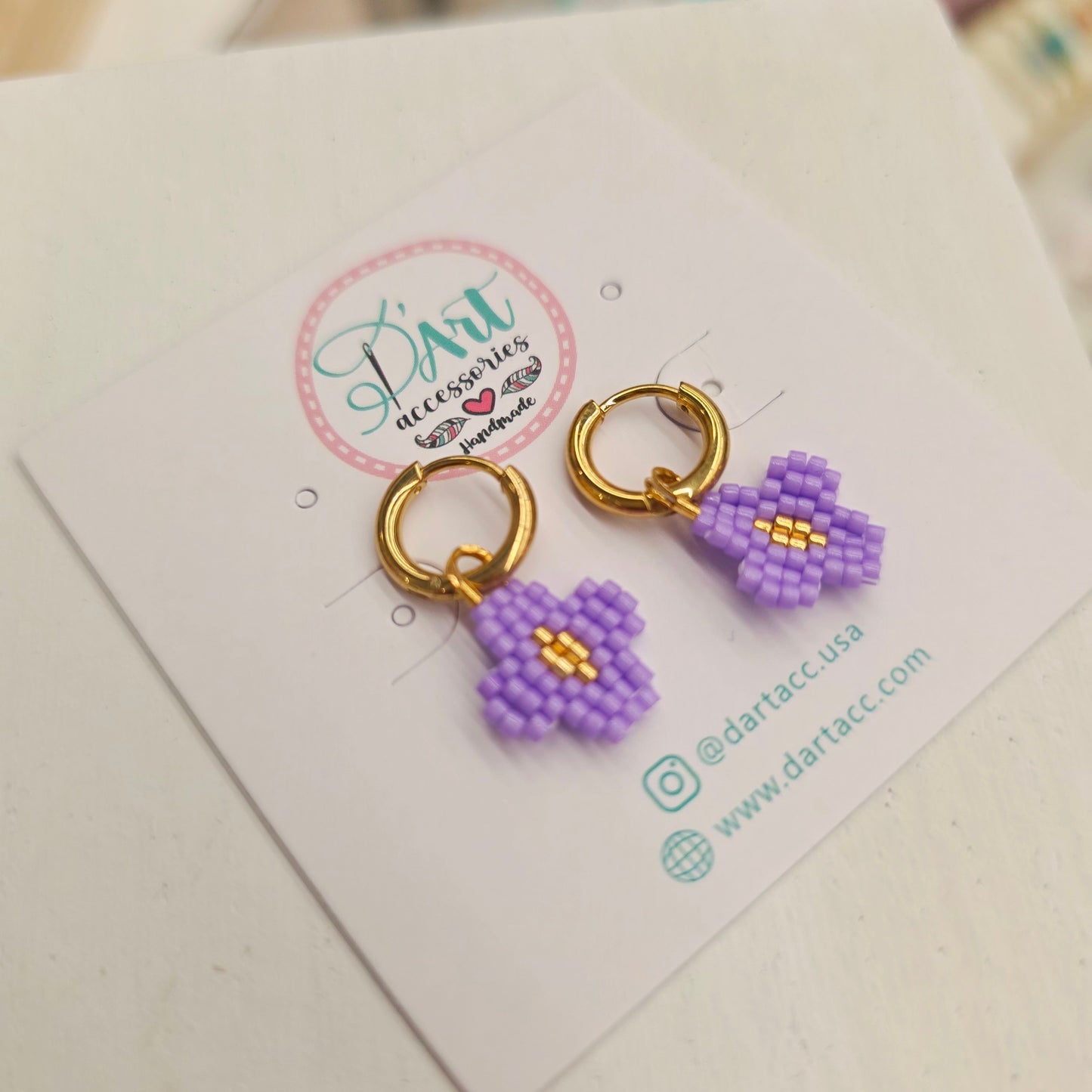 Little Flowers Beaded Hoops