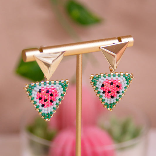 Watermelon triangle earrings