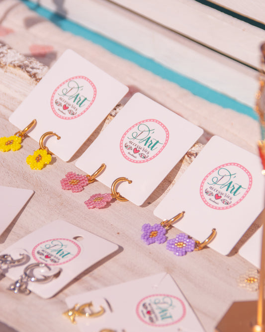 Little Flowers Beaded Hoops