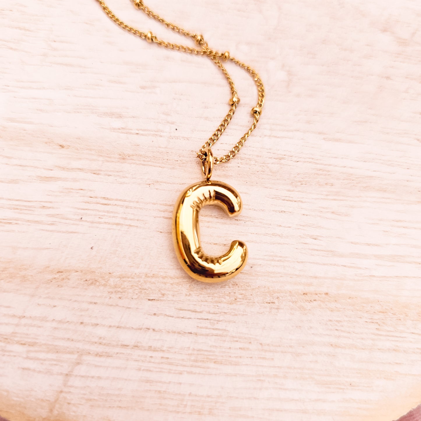 Bubble initial necklace