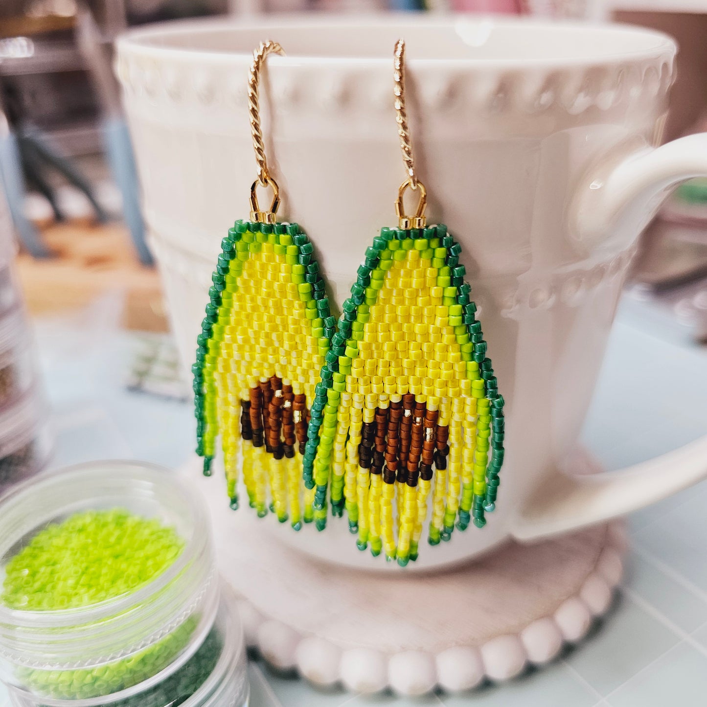 Avocado 🥑 fringe earrings