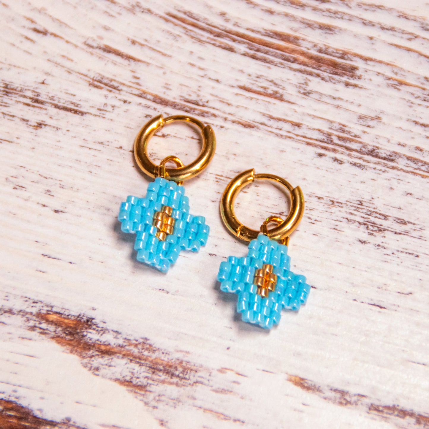 Little Flowers Beaded Hoops