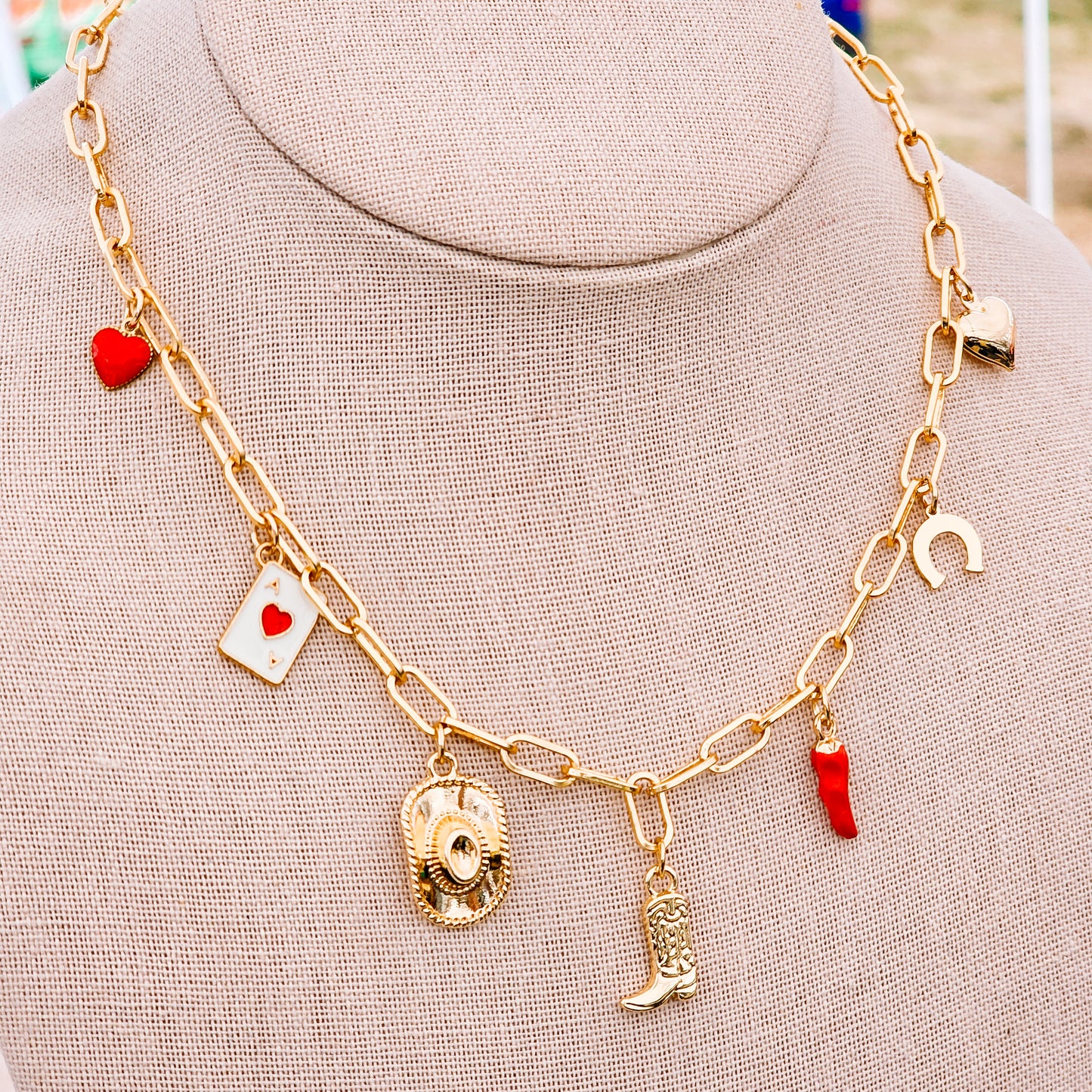 Western Charm Texas-Inspired Gold Charm Necklace
