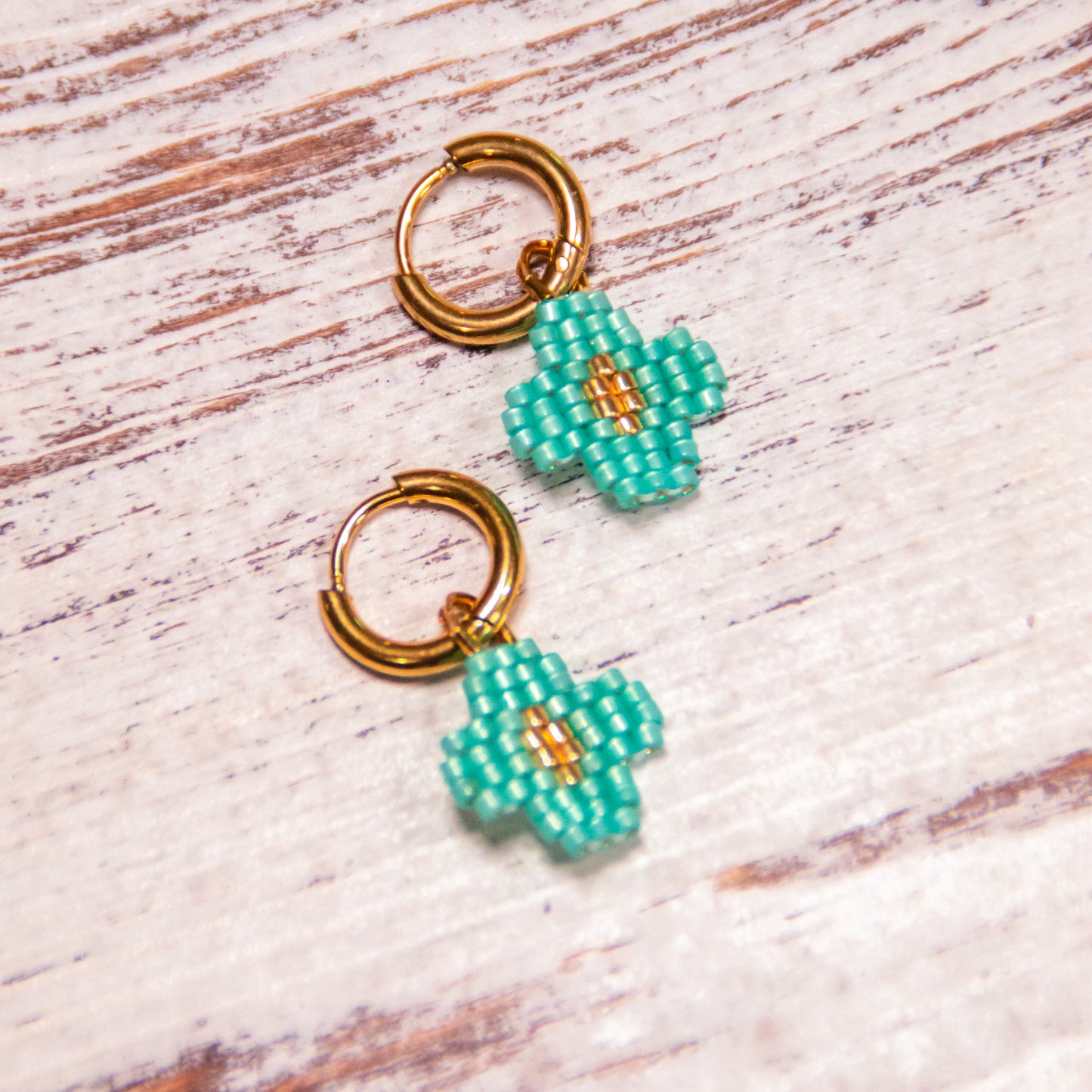 Little Flowers Beaded Hoops