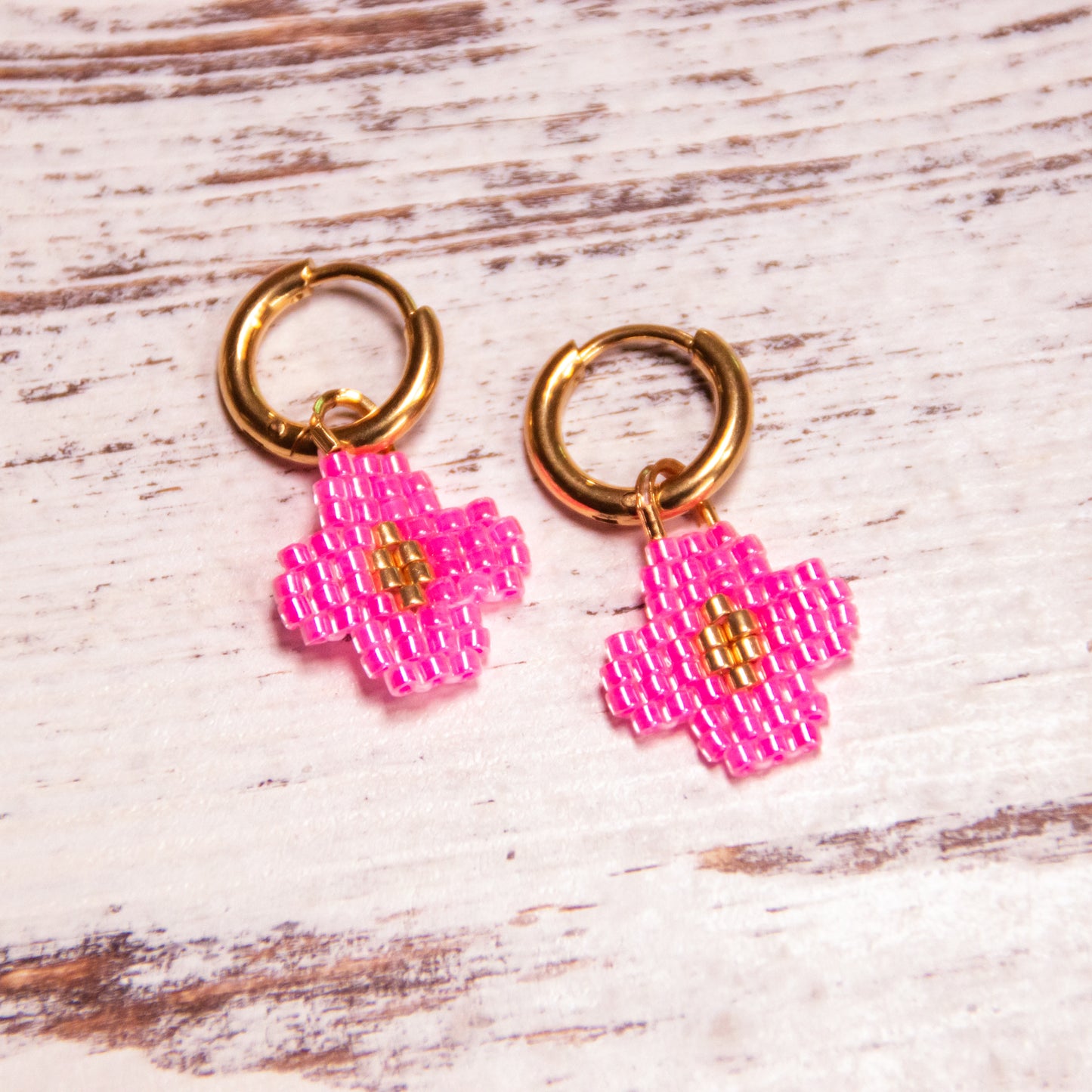 Little Flowers Beaded Hoops