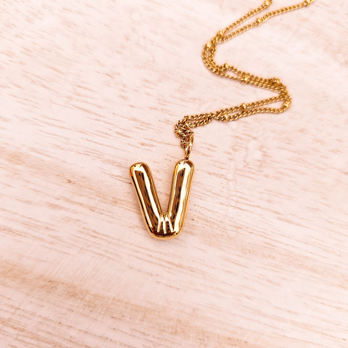 Bubble initial necklace