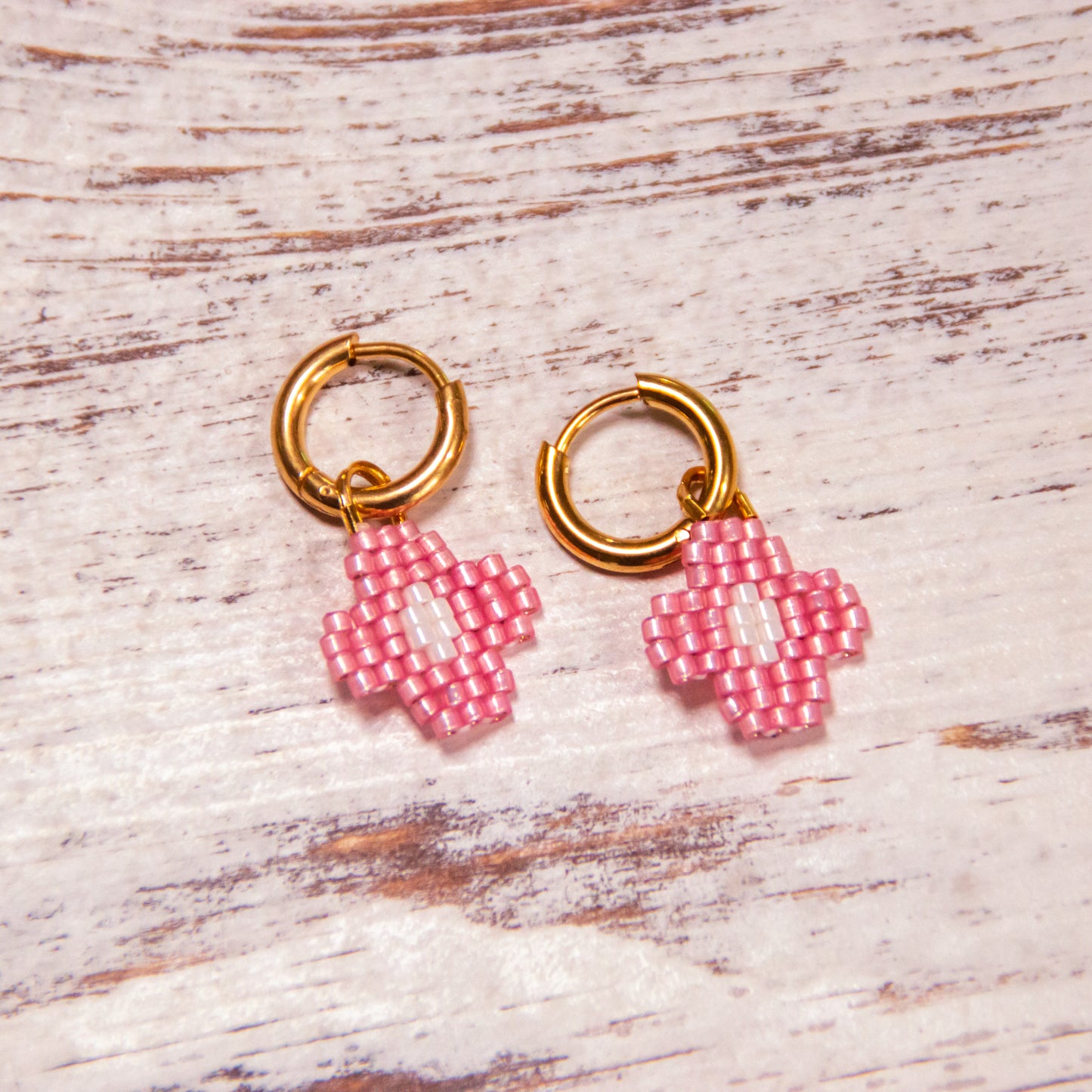 Little Flowers Beaded Hoops