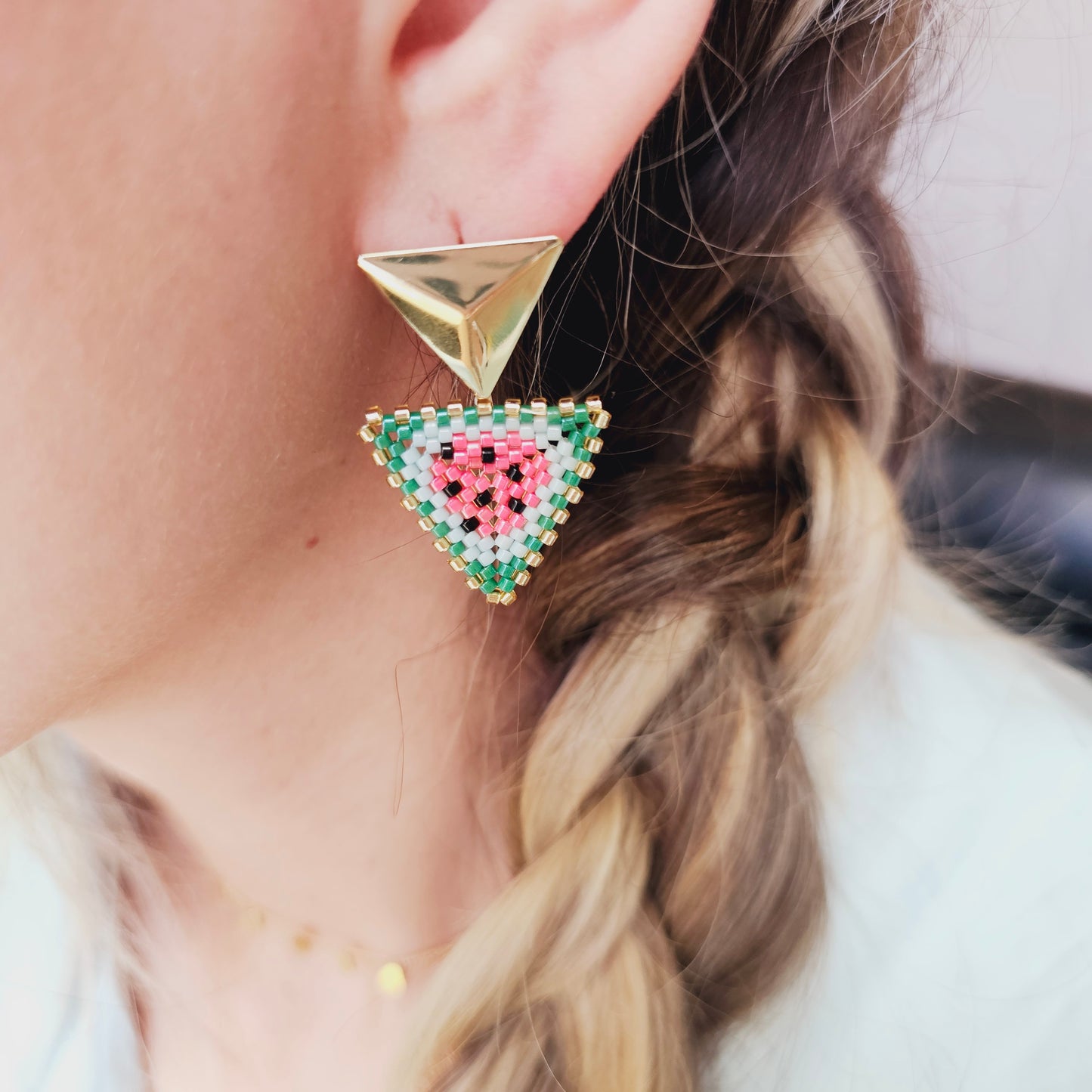 Watermelon triangle earrings