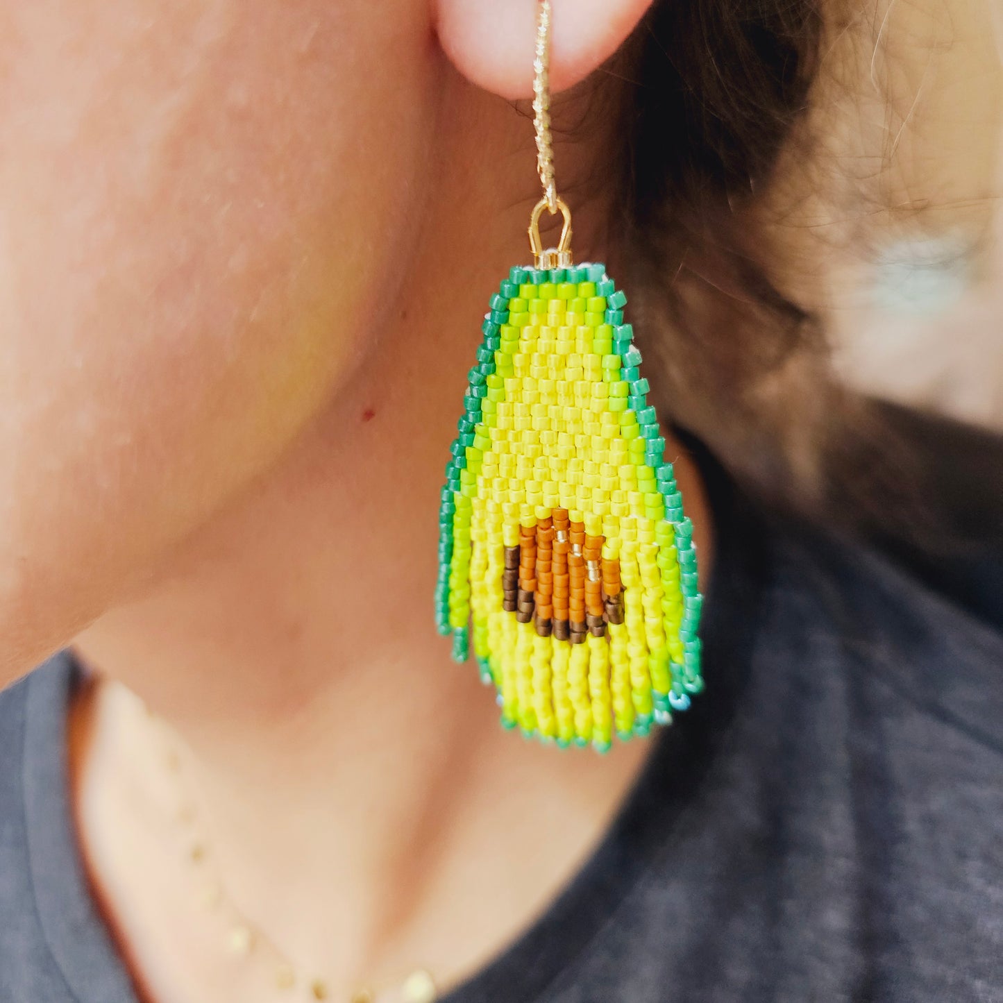 Avocado 🥑 fringe earrings