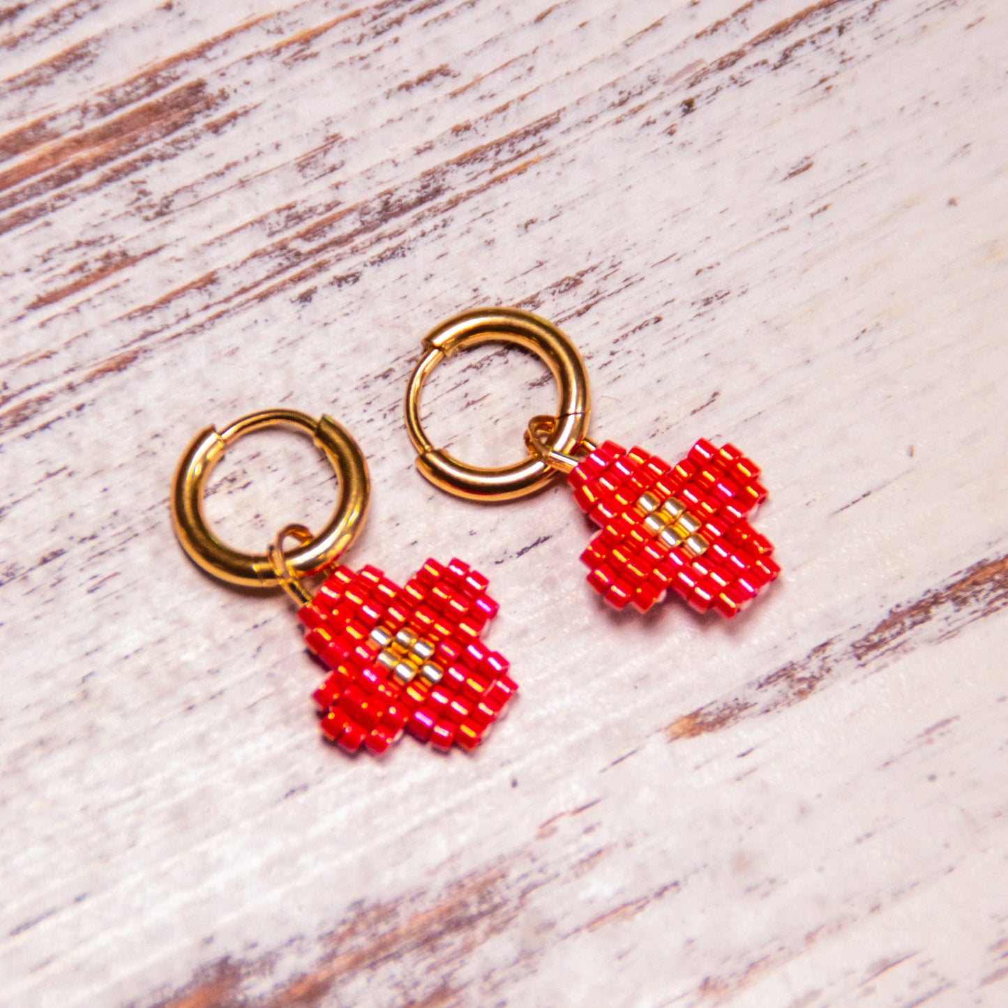 Little Flowers Beaded Hoops