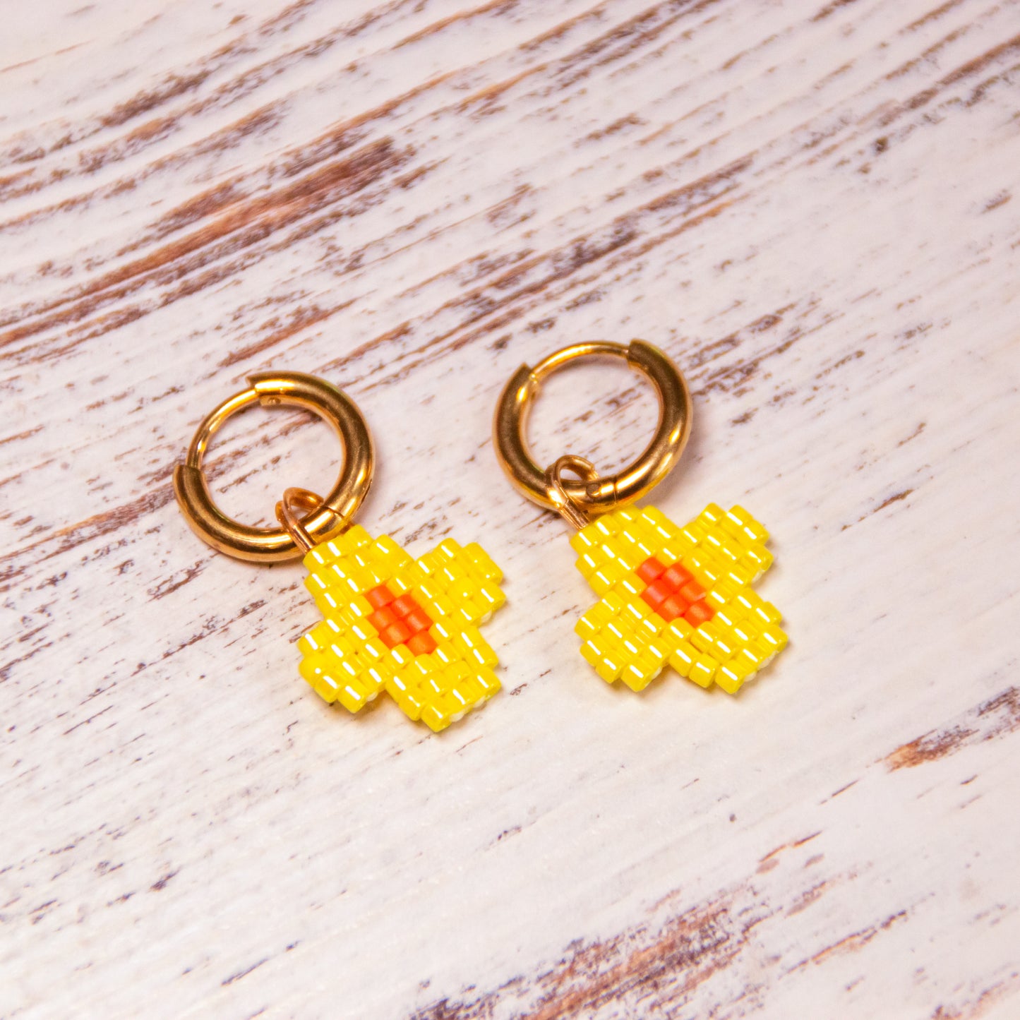 Little Flowers Beaded Hoops