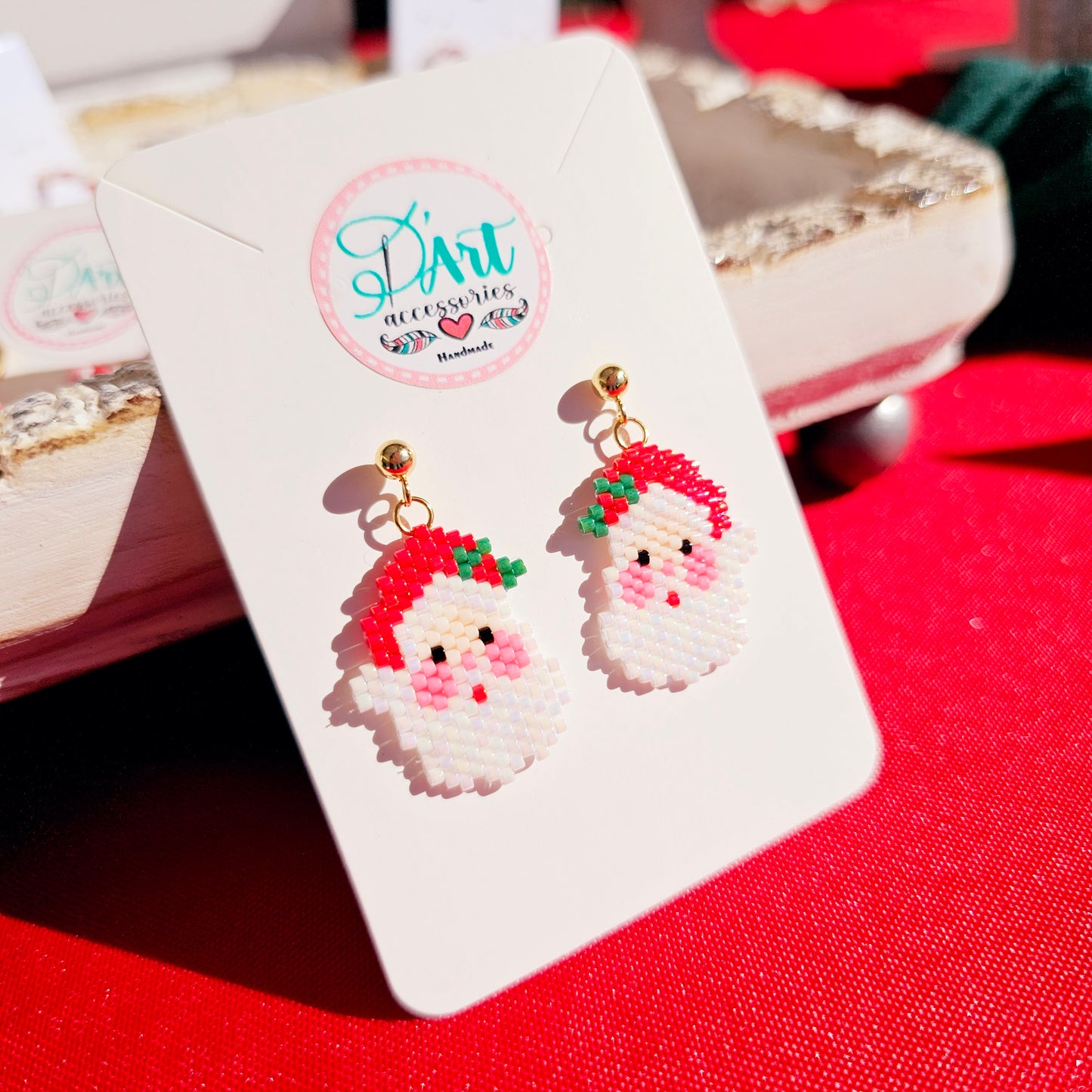 Santa Claus beaded earrings