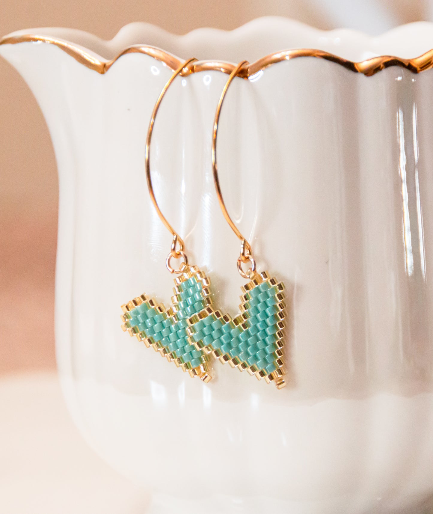 Turquoise heart Miyuki Earrings